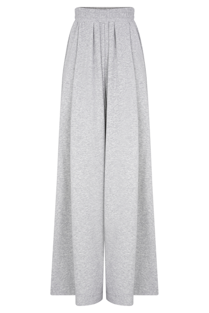 Aspen Gathered Wide Leg Jogger - Light Grey Marle