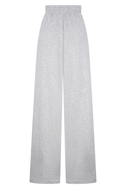 Aspen Gathered Wide Leg Jogger - Light Grey Marle
