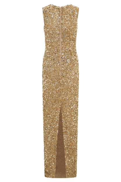 Astor Hand Embellished Maxi Dress - Gold
