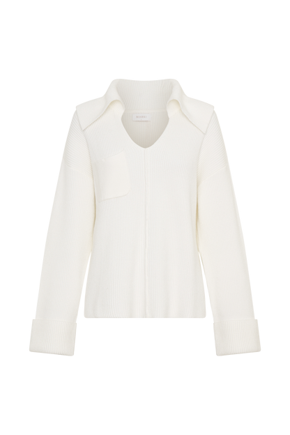 Bianka V Neck Knit Jumper - Off White