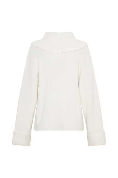 Bianka V Neck Knit Jumper - Off White