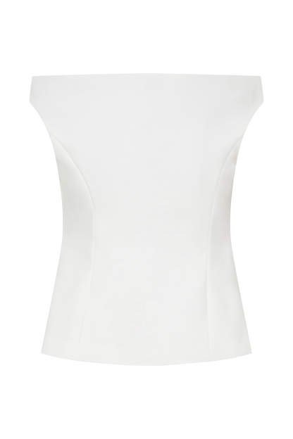 Billie Off Shoulder Sleeveless Button Top - White
