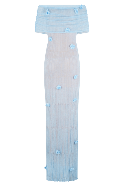 Brynn Orchid Knit Maxi Dress - Baby Blue