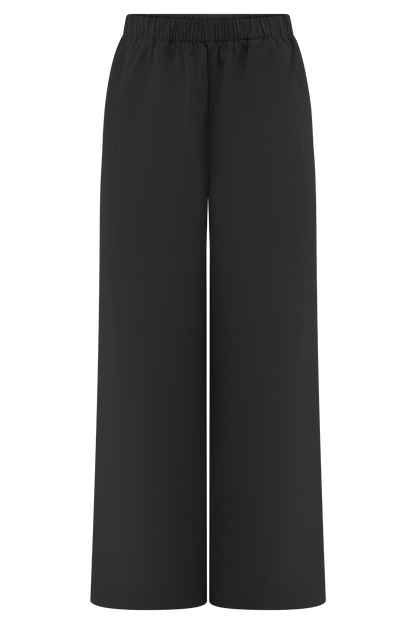Campbell Cotton Wide Leg Pants - Black