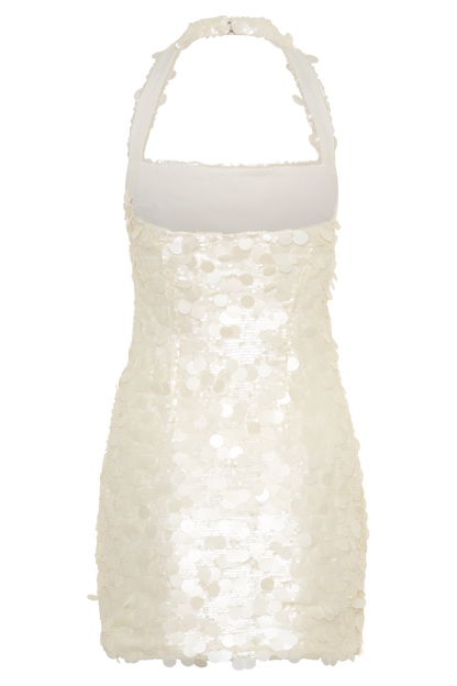 Caralee Sequin Halter Mini Dress - Ivory