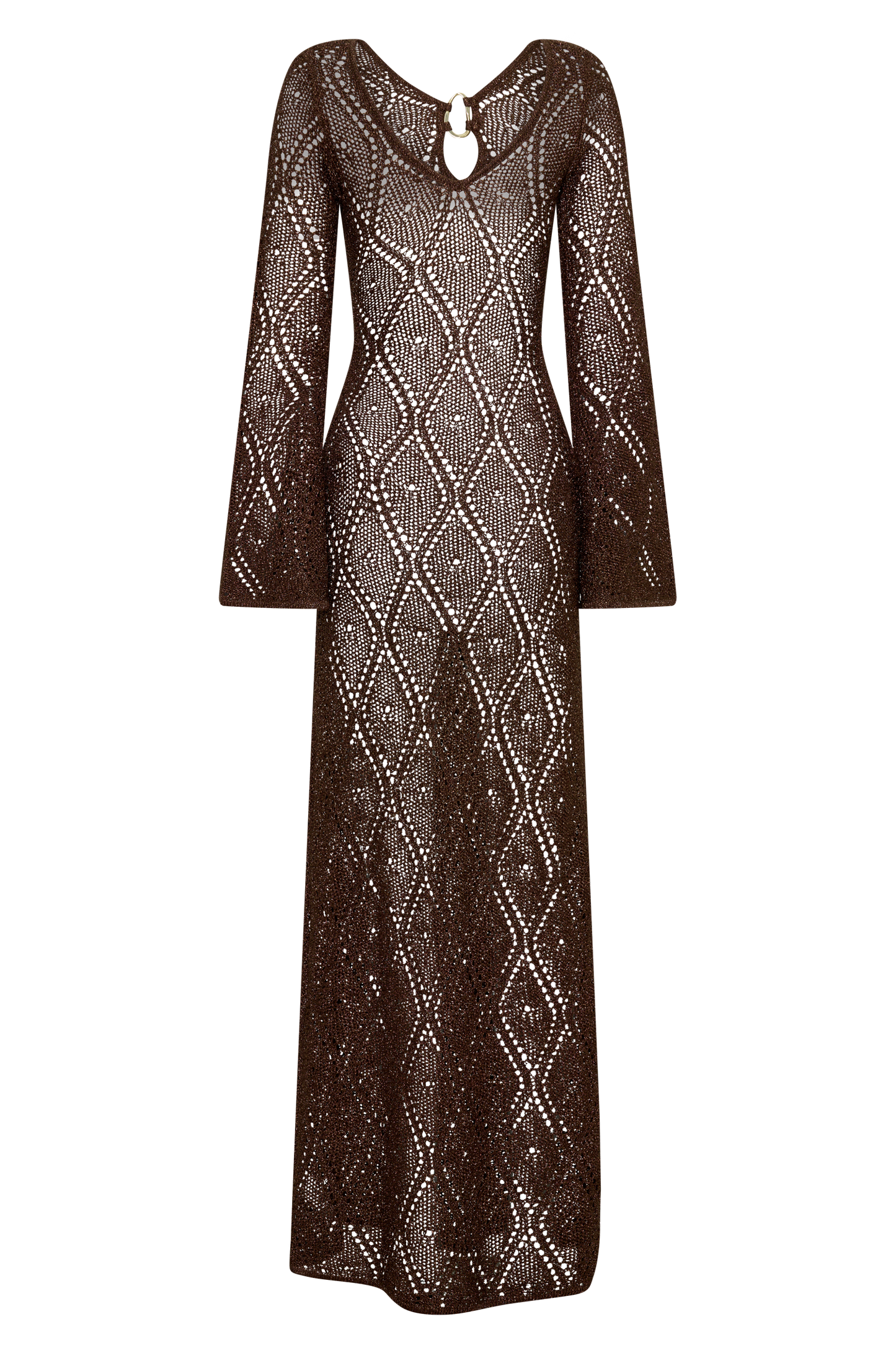 Chelsea Lurex Crochet Maxi Dress - Bronze