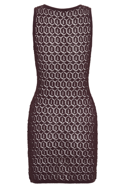 Cherly Knit Crochet Mini Dress - Chocolate