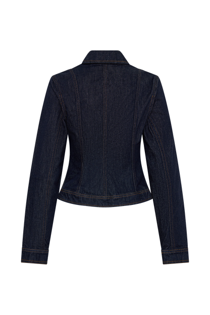 Cierra Cinched Jacket Top - Washed Indigo Blue