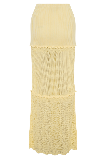 Coleene Pointelle Knit Maxi Skirt - Lemon