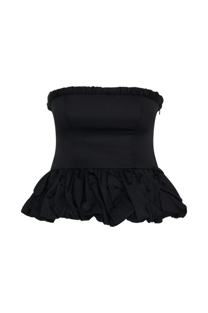 Cora Ruched Strapless Top - Black
