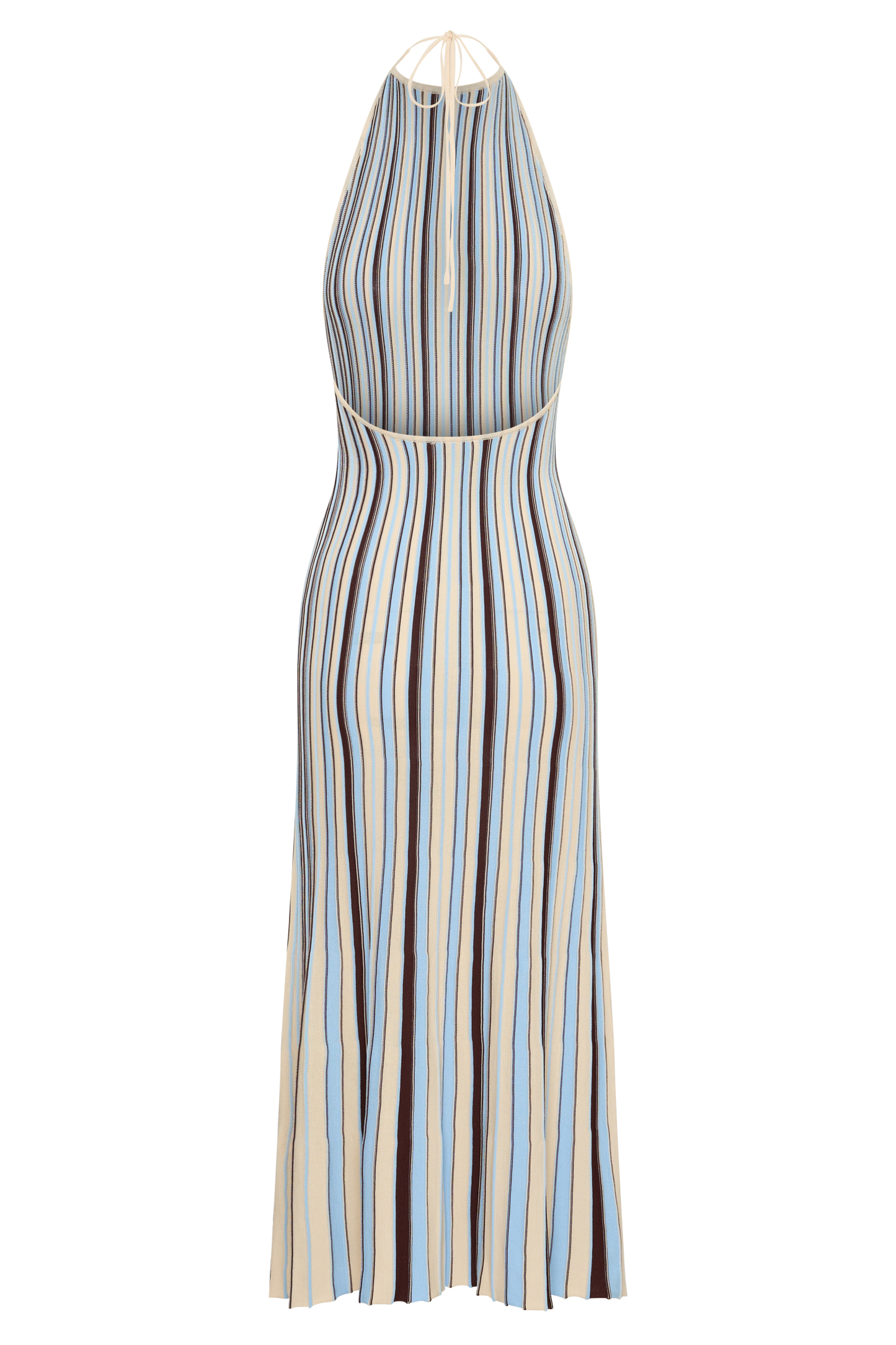 Dalani Halterneck Knit Midi Dress - Blue/Chocolate