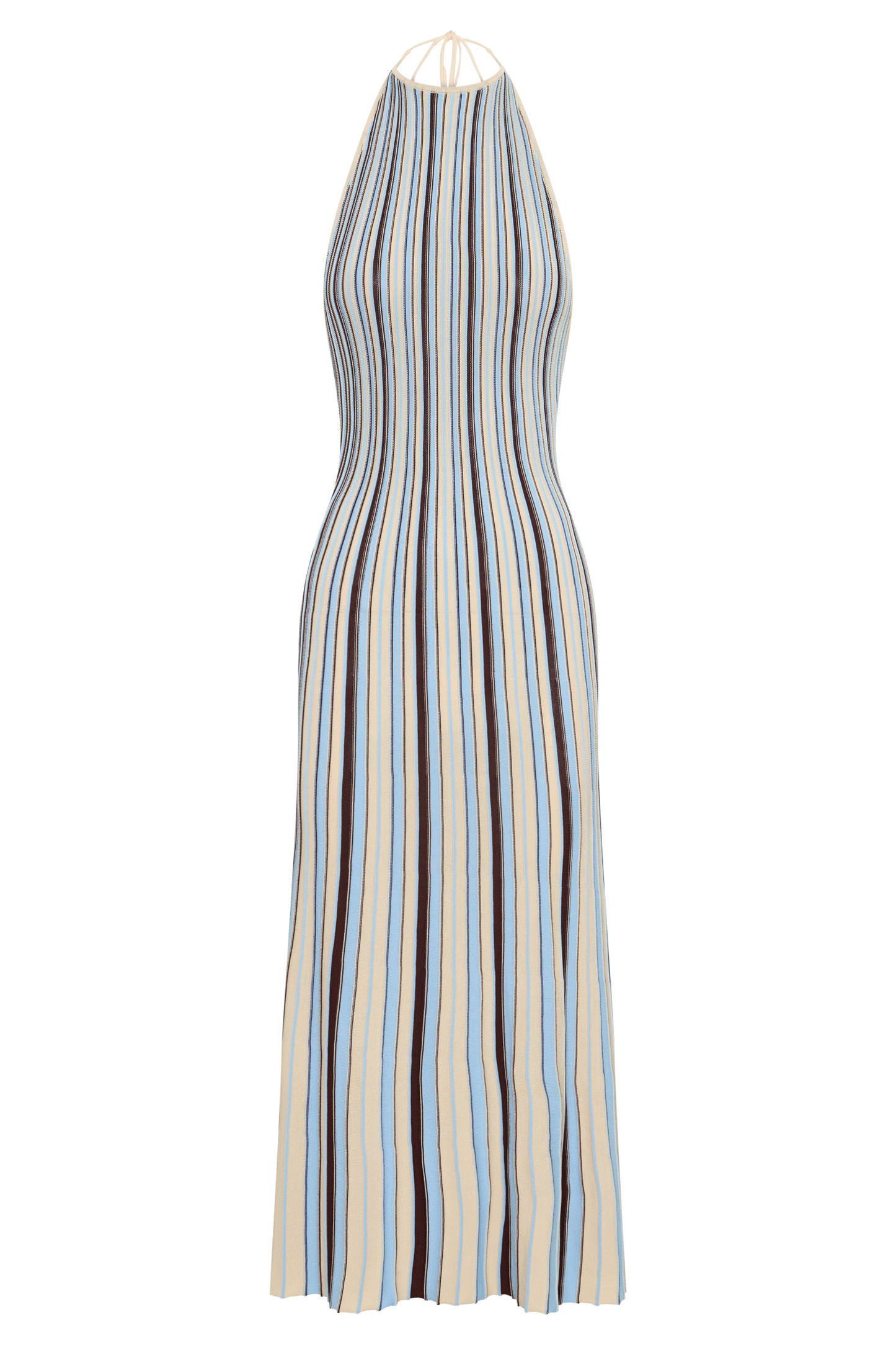 Dalani Halterneck Knit Midi Dress - Blue/Chocolate