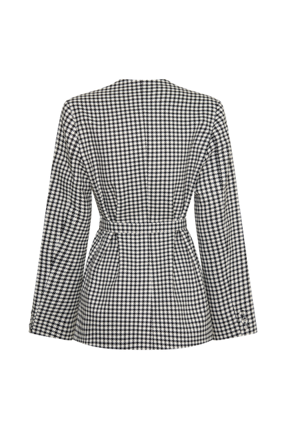 Darcie Drop Shoulder Suiting Blazer - Houndstooth
