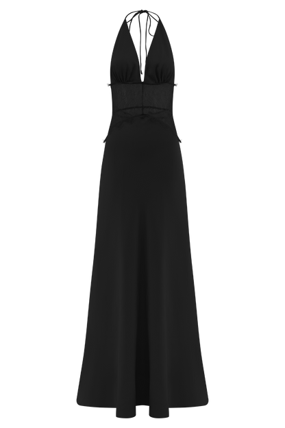 Dinah Lace And Satin Maxi Dress - Black
