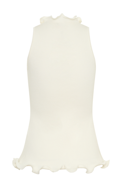 Diya Ribbed Sleeveless Top With Wire Hem - Ivory