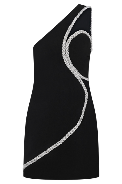 Eleonora Diamante Trim Mini Dress - Black