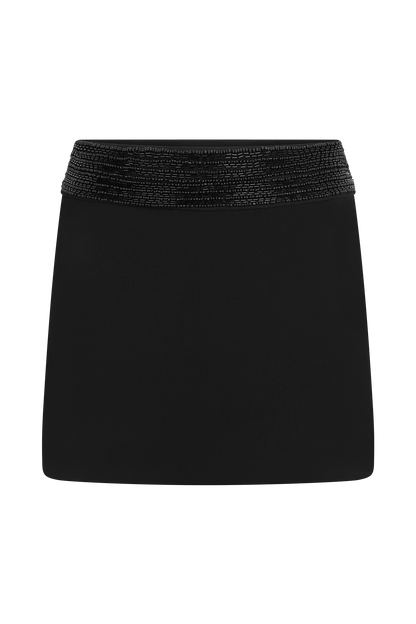 Emilia Beaded Waistband Mini Skirt - Black