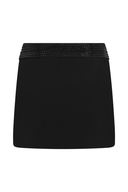 Emilia Beaded Waistband Mini Skirt - Black
