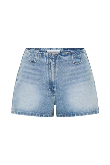 Erin Mid Rise Denim Shorts - Washed Light Blue