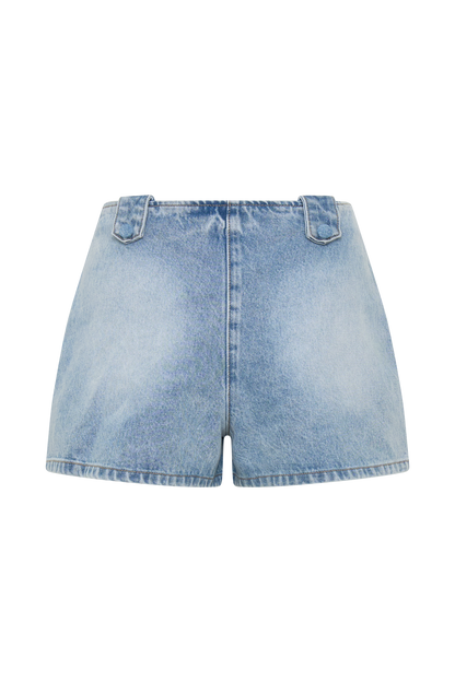 Erin Mid Rise Denim Shorts - Washed Light Blue