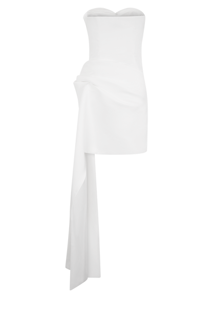 Evianna Strapless Gathered Mini Dress - White
