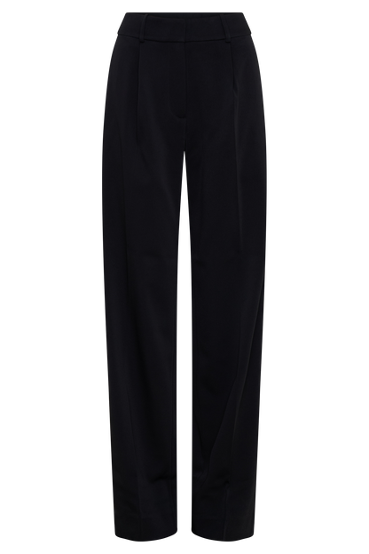 Fatima Satin Straight Leg Pant - Black