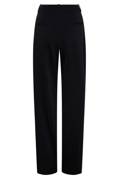 Fatima Satin Straight Leg Pant - Black