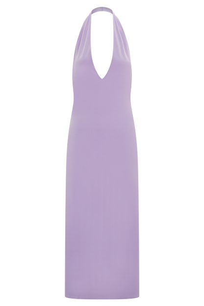 Genie Slinky Halter Midi Dress - Lilac