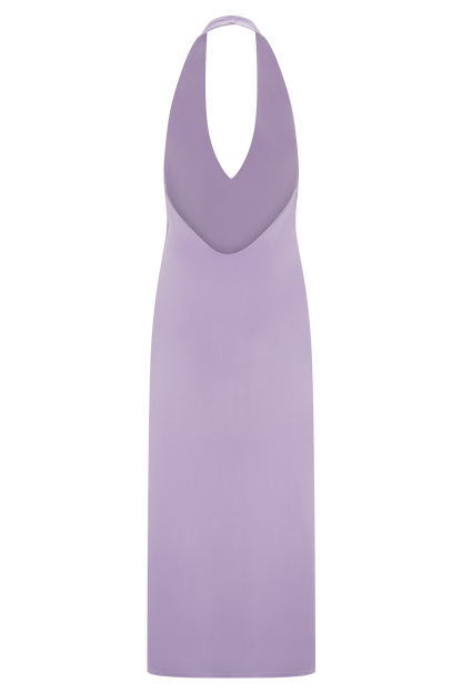 Genie Slinky Halter Midi Dress - Lilac