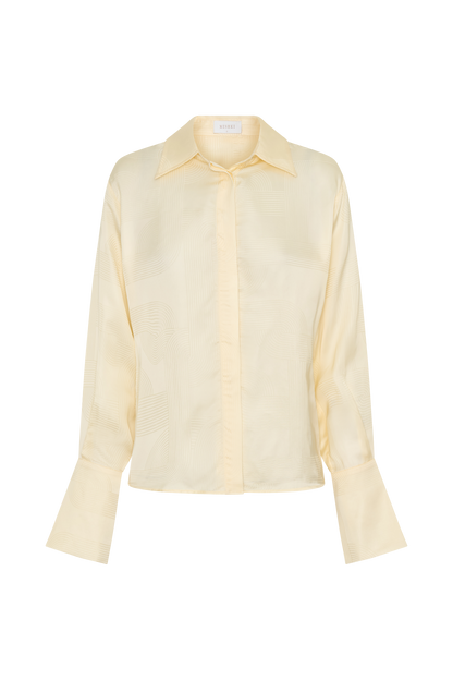 Gia Long Sleeve Satin Shirt - Buttermilk