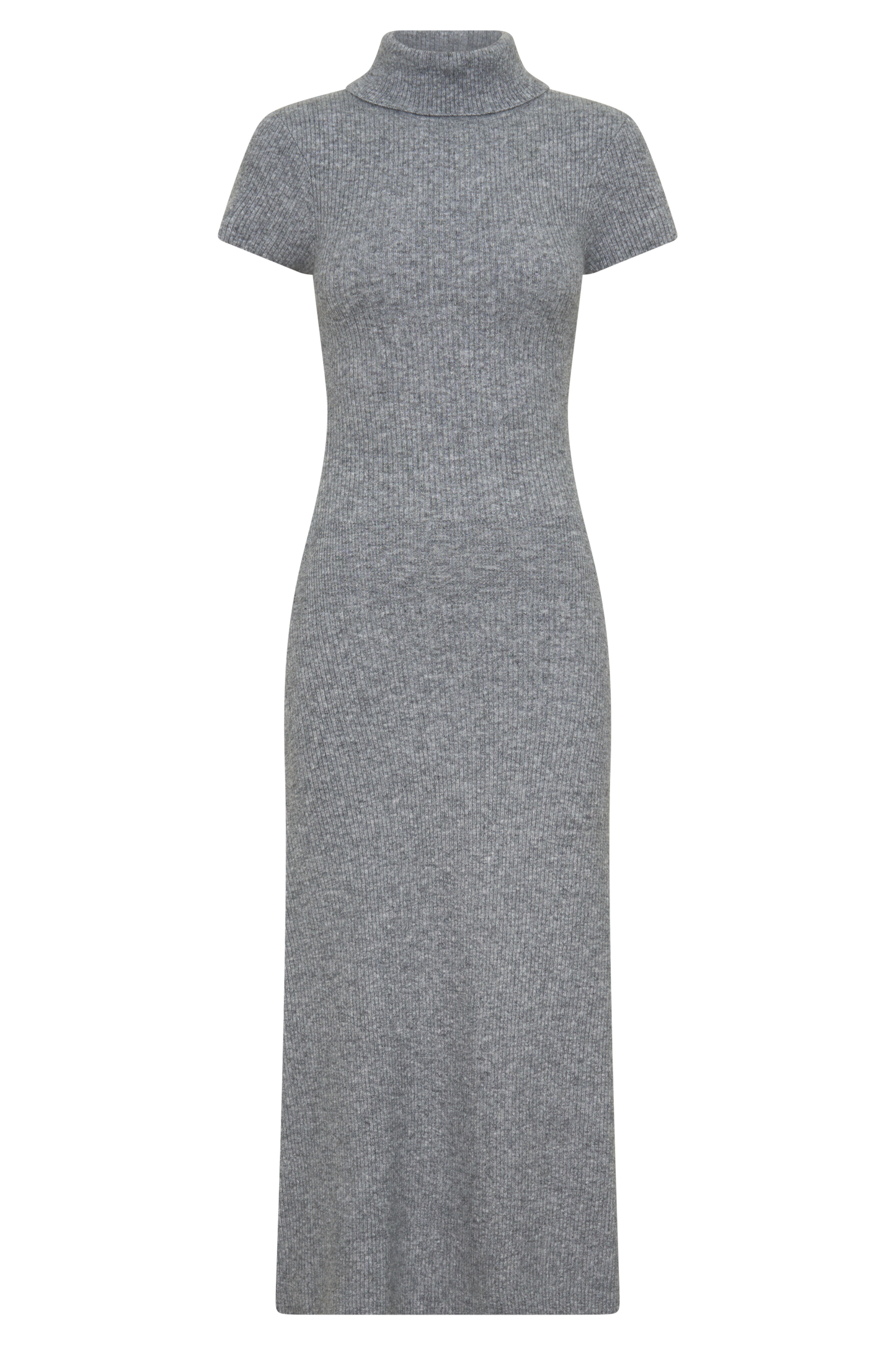 Goldie High Neck Knit Midi Dress - Grey Marle