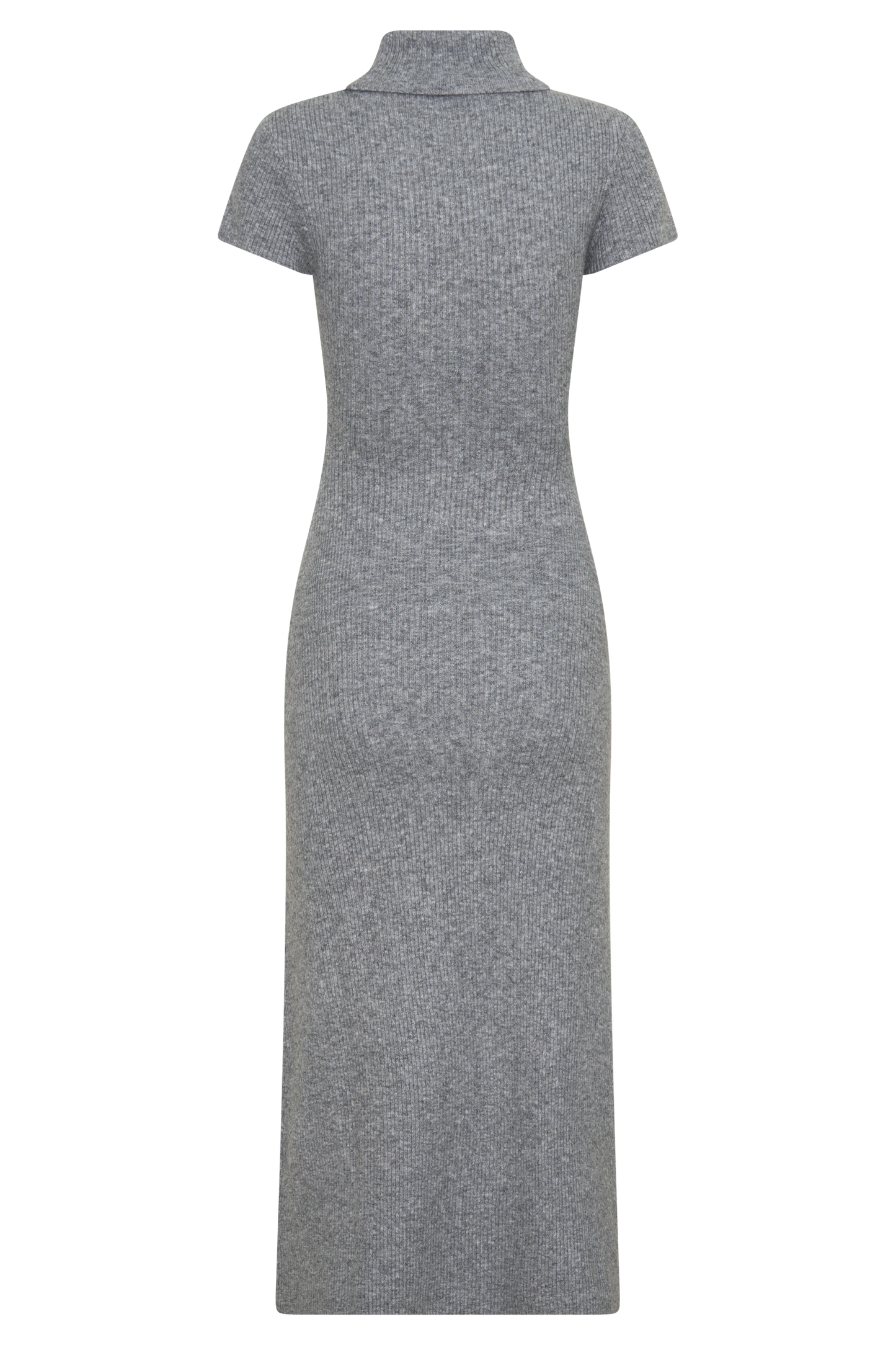 Goldie High Neck Knit Midi Dress - Grey Marle