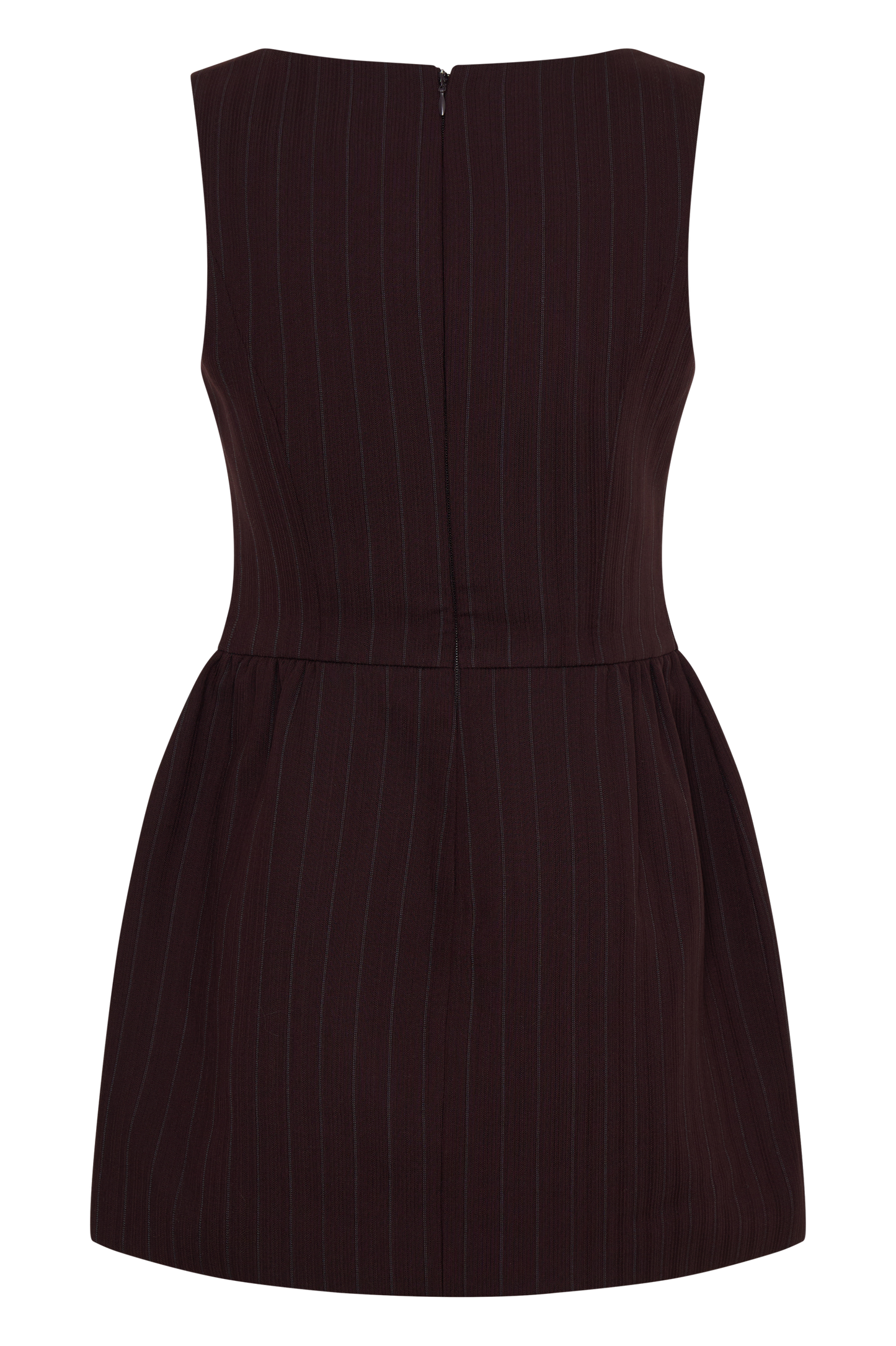 Hallie Boat Neck Mini Dress - Plum Pinstripe