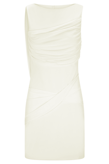 Henley Slinky Drape Mini Dress - Ivory