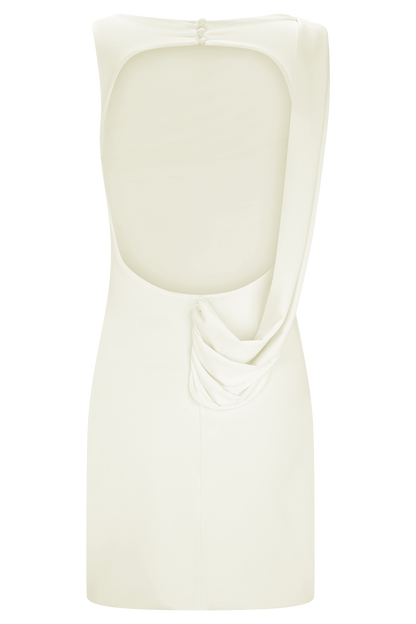 Henley Slinky Drape Mini Dress - Ivory