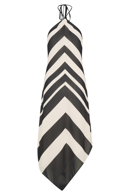 Hope Satin Halter Midi Dress - Black/White