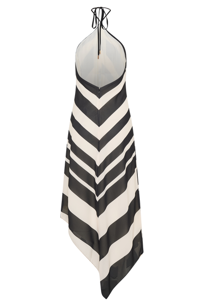 Hope Satin Halter Midi Dress - Black/White
