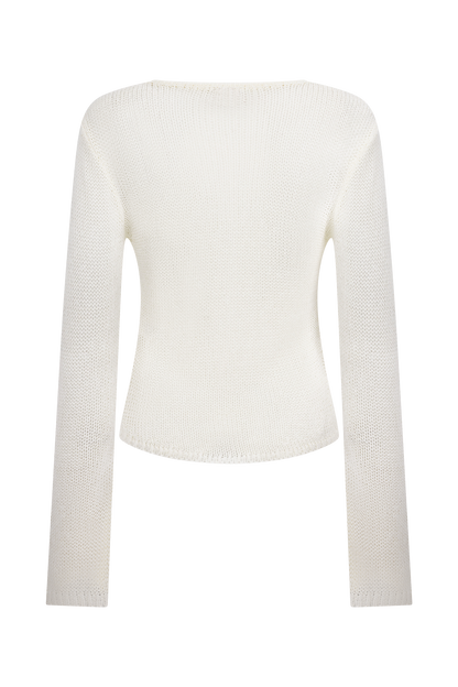Isabella Long Sleeve Knit Top - White