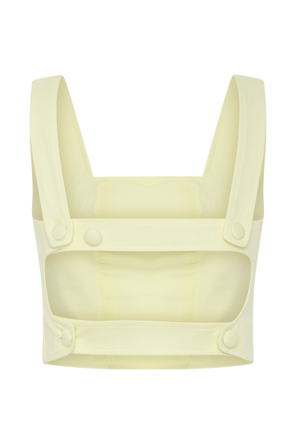 Josephine Crop Top With Open Back - Lemon