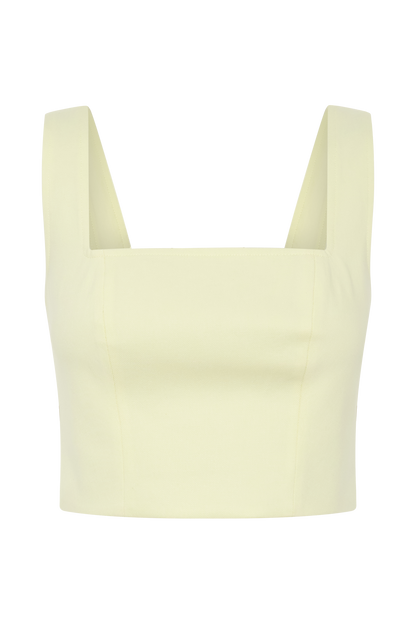 Josephine Crop Top With Open Back - Lemon