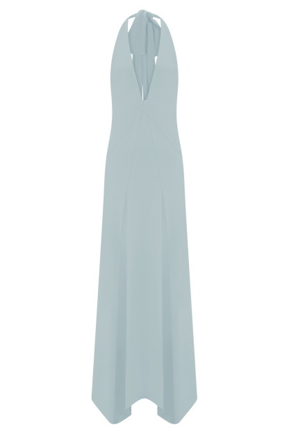 Juliet Slinky Maxi Dress With Scarf - Pale Blue