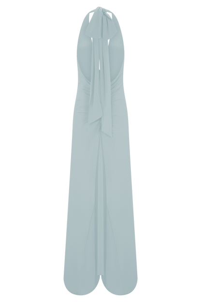 Juliet Slinky Maxi Dress With Scarf - Pale Blue