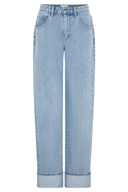Kirralee Straight Leg Cuffed Jeans - Classic Blue