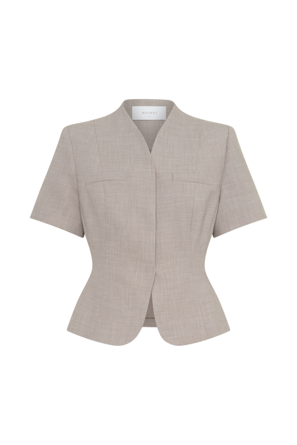 Laila Suiting Short Sleeve Top - Grey