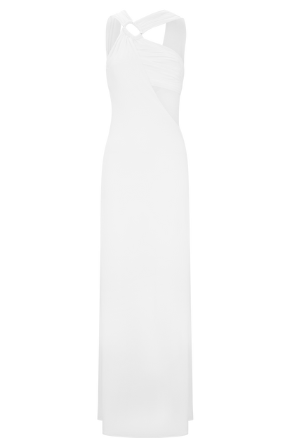 Lottie Slinky Maxi Dress With Split - White