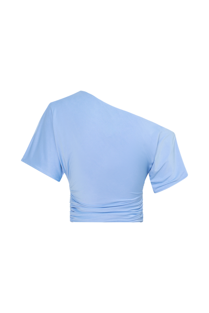 Luu Off Shoulder Slinky Top - Sea Blue