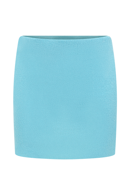 Esme Knit Mini Skirt - Cyan Blue