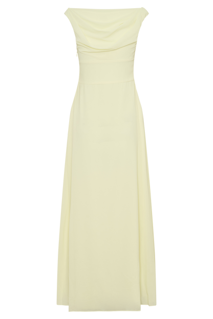 Mabel Off Shoulder Chiffon Maxi Dress - Lemon