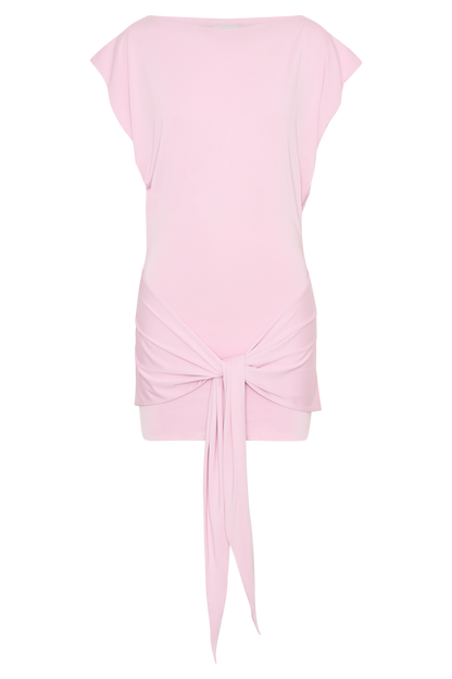 Maiara Shortsleeve Slinky Tie Mini Dress - Pink