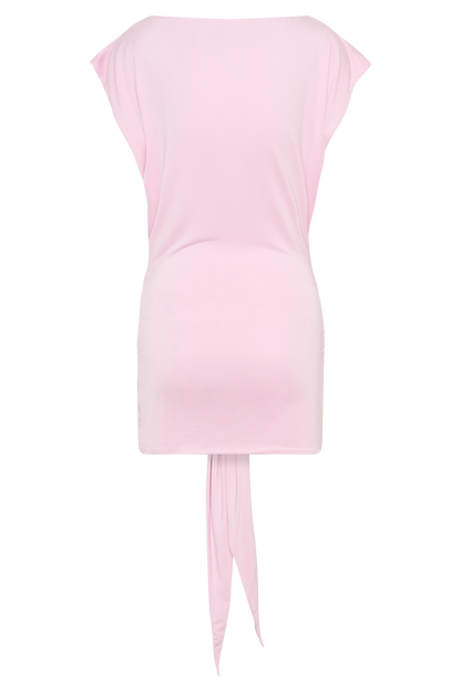 Maiara Shortsleeve Slinky Tie Mini Dress - Pink